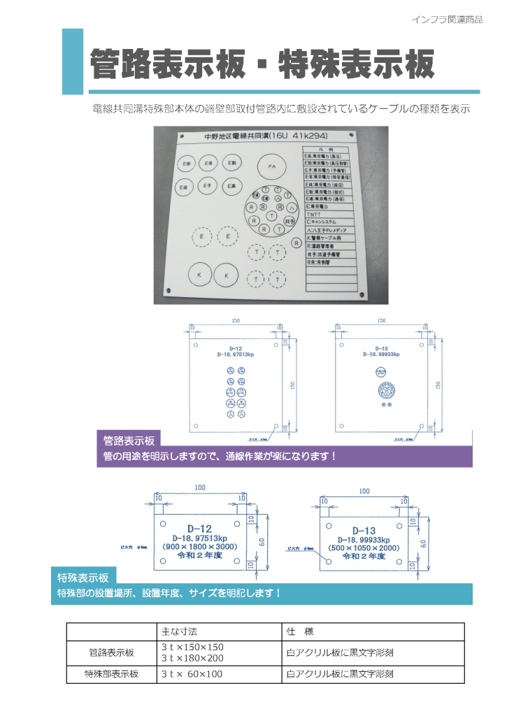 管路表示板・特殊表示板